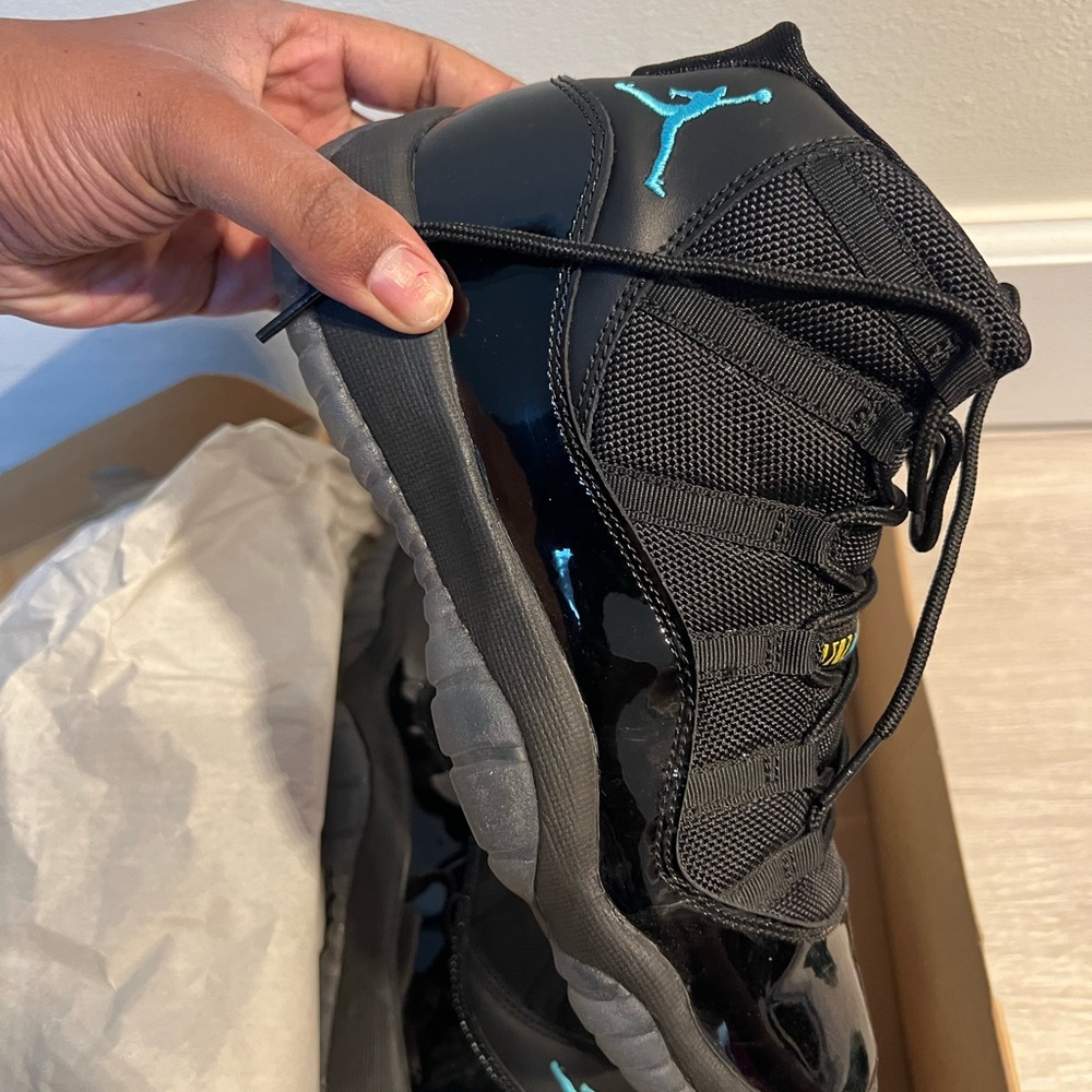 Jordan Black Patent Leather Sneakers with Teal Jumpman